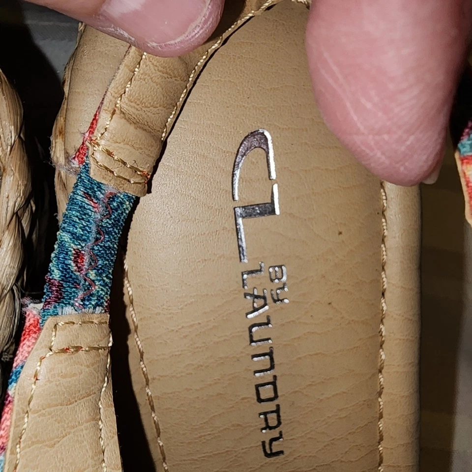 SANDALIAS CUÑA PAVO REAL CHINAS LAVANDERÍA USADAS EN EXCELENTE ESTADO TALLA 11/42 Foto 4 de 4