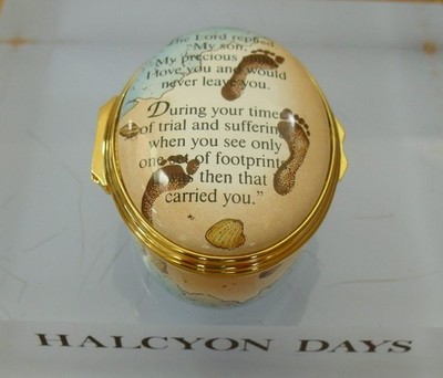 Halcyon Days/Neiman Marcus ''The Footprints Prayer'' Emaille Box - 2 1/8'' (5,25 cm)