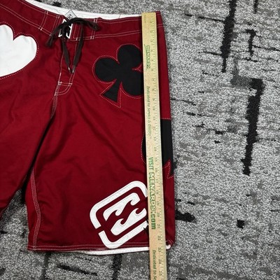 Billabong Board Shorts Mens 38 Red Taj Burrow Poker Card Y2K Surf