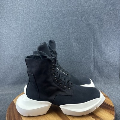 Rick Owens Drkshdw Army Boots Sneakers Black White Size 44 Made in Italy US 11