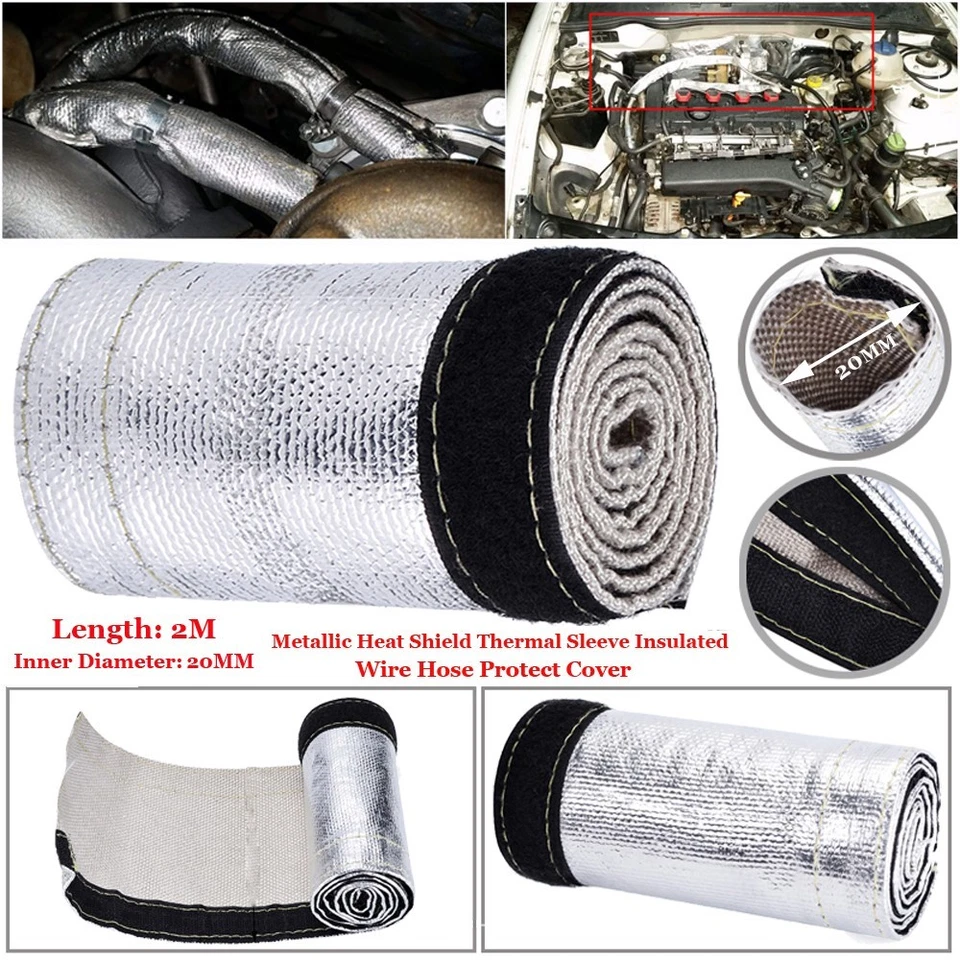 2M Roll Metallic Heat Shield Thermal Sleeve Insulated Wire Hose Protective Cover - Image 3 of 4