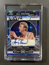 2025 Leaf Metal Sports Heroes Larry Bird All Decade Auto Blue Cracked Ice 3/4