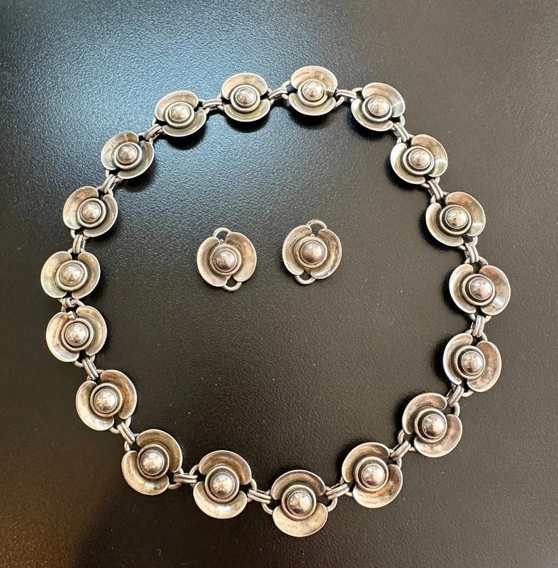 DGH Necklace Earrings Sterling Silver Denmark Dansk Guldsmede-Håndværk Modernist