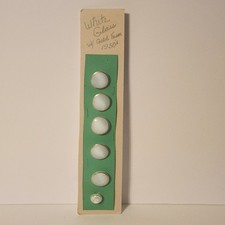 Vintage 1930s White Milk Glass Buttons Gold Rim Luster Set of 6 Art Deco Carded