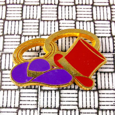 Vintage Rare Golden Rings & Hats Enamel Pin Badge 17mm x 27mm