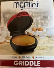 Nostalgia My Mini 5" Griddle, Eggs, Burgers. -Red- Nonstick New Pack Of 3