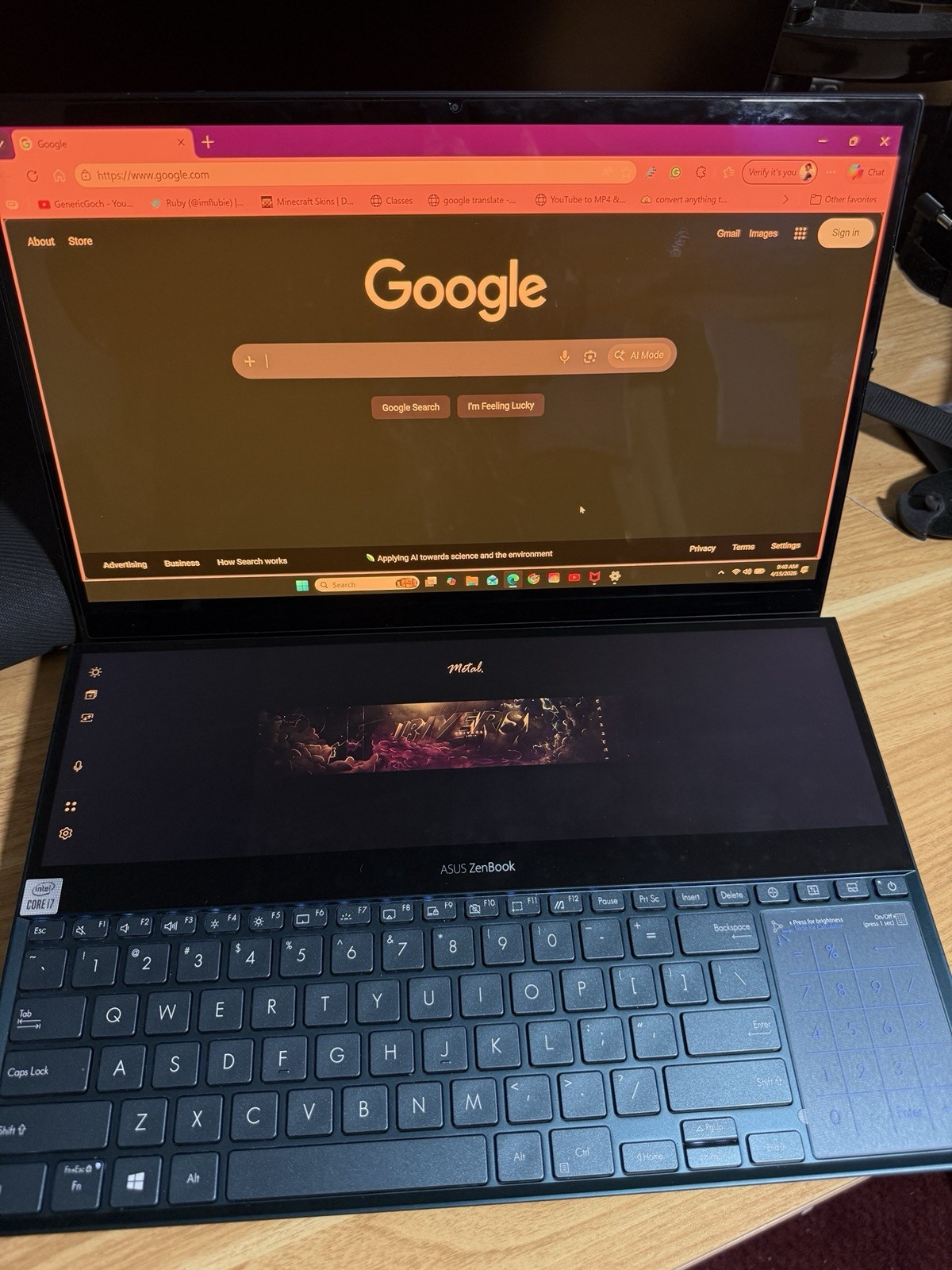 ASUS ZenBook Pro Duo UX581LV, 15.6-Inch Laptop, with Intel Core i7-10750H, 954 GB SSD (Solid State Drive), Windows 11 Pro