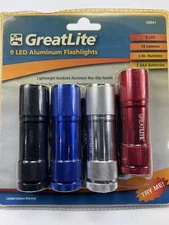 Great Neck 32841 9 LED Aluminum Flashlights, 16 Lumens, 4 PACK