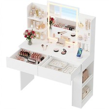 Vanity Desk with Mirror and Lights, Makeup Vanity Table with 3 Lighting Color...