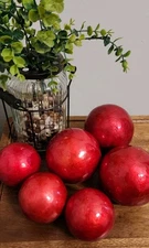 6 Pier 1 Imports Ceramic Foil Balls Orbs Red Accent Decorative Bowl Filler 3",4"