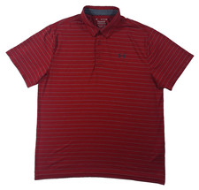 Under Armour Playoff Polo Mens XL Red Gray Striped Short Sleeve Golf Shirt Loose