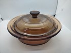 Corning Vision Ware 24oz Amber Casserole Dish Ribbed V-30-B W/ Pyrex Lid V-1-C — photo 2