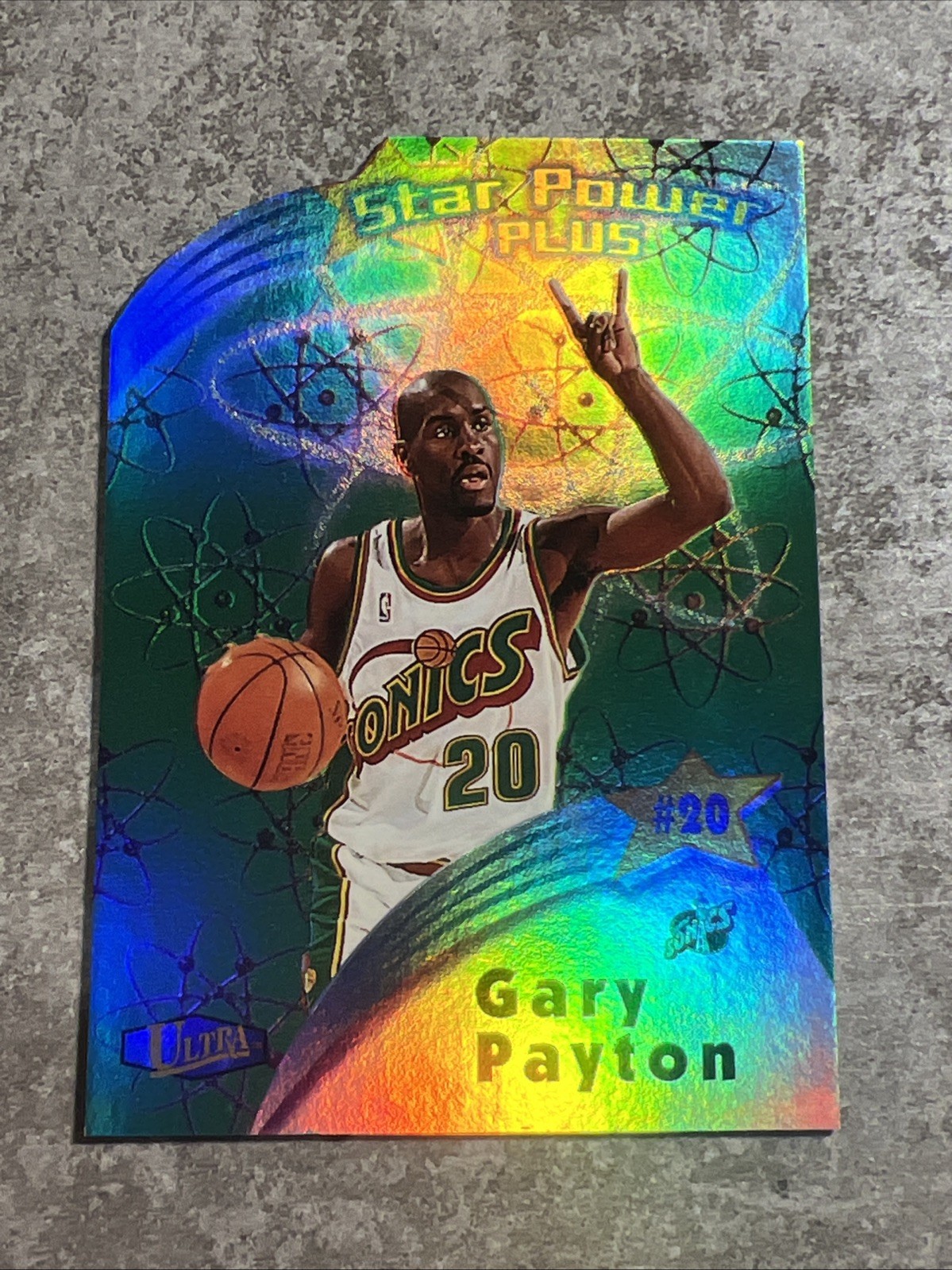 1997 Ultra Star Power Plus Parallel Die Cut Gary Payton #12 Sonics HOf