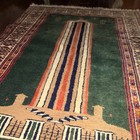 Negar Handmade Islamic Prayer Rug Green Mosque Design w/ Fringe Red Beige — photo 6