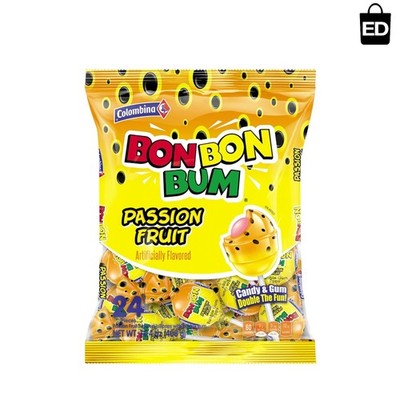Delicious  Bon Bon Bum Lollipops, 24 Pack - Tropical Passion Fruit Treats