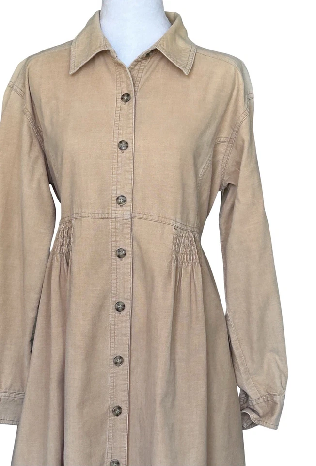 Vestido midi vintage años 90 Real Comfort by Chadwick's beige algodón botones delantero 12P Foto 4 de 4