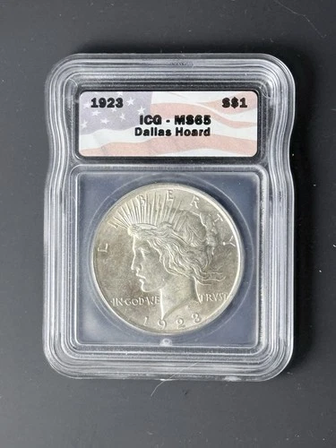 1923 Peace Silver Dollar MS65, Dallas Hoard Gem, Free shipping