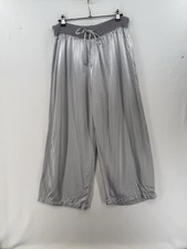 Pj Harlow Jolie Capri Pajama and Lounge Pant - Silver/Gray Sz Large Satin
