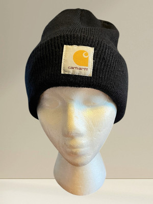 Vintage Carhartt Beanie Hat OS Dark Black Hipster Beanie Hat Cap