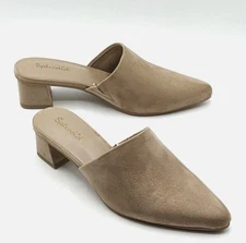 Splendid Laylai Women’s Dress Shoe Slip-On Microsuede Heeled Mule Tan NEW 9 & 10
