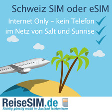 Prepaid Internet SIM-Karte oder eSIM für die Schweiz  mit 3-20 GB für 30 Tage