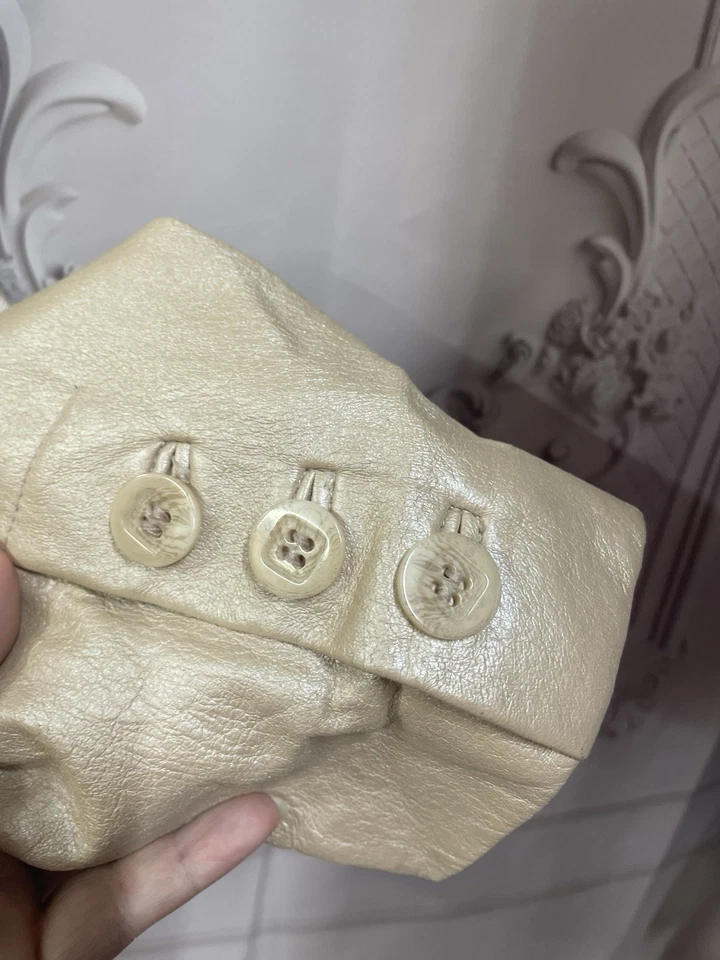 Blazer Chaqueta De Cuero Para Mujer Worthington Grande Perla Brillo Crema Años 90 De Colección Foto 3 de 4