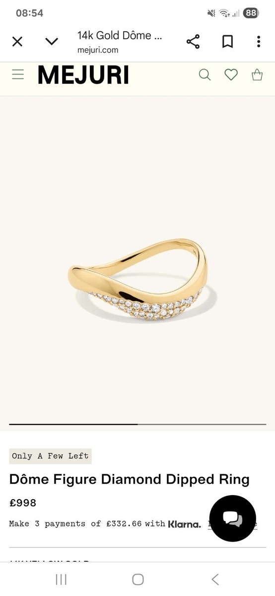 Mejuri, Dome Figure Diamond Dipped Ring, Solid 14k | eBay UK