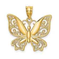 14k Yellow Gold Polished Butterfly Pendant Perfect Gift for Her