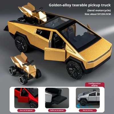 Cybertruck Toy off Road Vehicle Die Cast Model Car Beach Motorcycle Hobby Silver