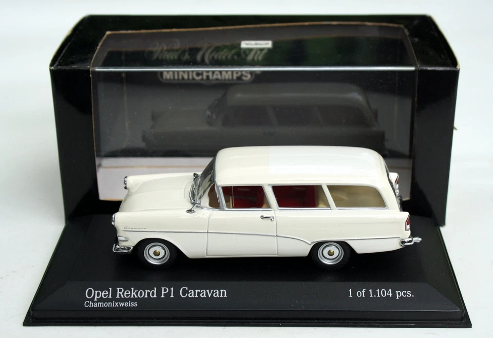 Opel Rekord P1 Caravan Bj. 1957-1962, Bianco, Minichamps-Modell Im M.1:43 , Ovp - Immagine 3 di 4