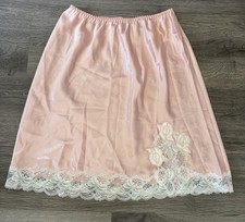 VTG Victoria's Secret GOLD Label HALF Slip LACE Floral Appliqu Coquette SKIRT L