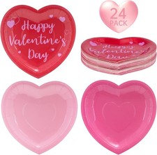 7.5 x 7.5 Inch, Disposable Love Heart Dinner Dessert Plate Tableware for Va