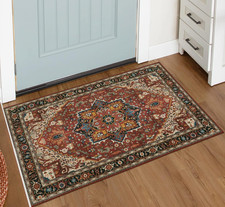 Ultra-Thin Washable Area Rug 2x3 Non-Slip Vintage Indoor Kitchen Bathroom Mat