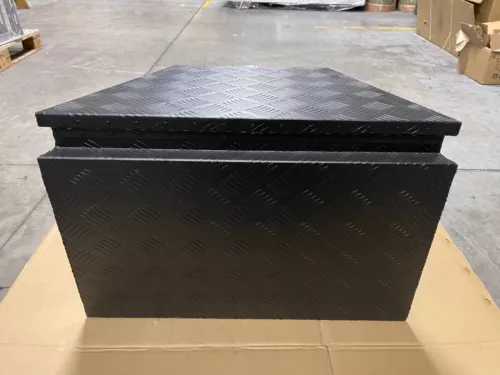 Black 725x420x460mm Aluminium Draw Bar Caravan Trailer Tool Box Top Open Box - Picture 8 of 10