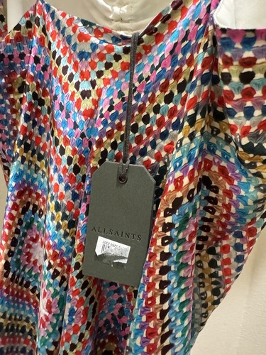 Allsaints Alexia Luisa Silk Blend Midi Slip Dress Asymmetric Multicolor Size 10 - Picture 10 of 17