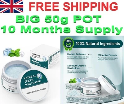 CELAKEETY Teeth Whitening Powder 10 Months Natural Whitener Enamel Safe Cool Mint Flavour