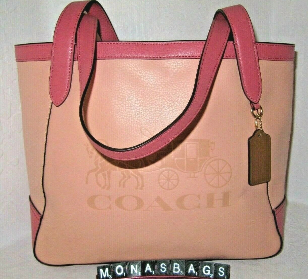Borsa Coach C5676 nuova sbiadita blush multi pelle cavallo e carrozza nuova con etichetta