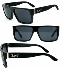 Locs Flat Top Sunglasses UV400 - Shiny Black Frame LC81