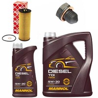 MotoröL Filter Set Mannol 5W-30 Api 6 Liter + Schraube FüR Audi A4 2.5 Tdi 8E2