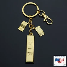 Gold Bar & $100 Hundred Dollar Bills Keychain & Charms Key Chain with Clip Gift