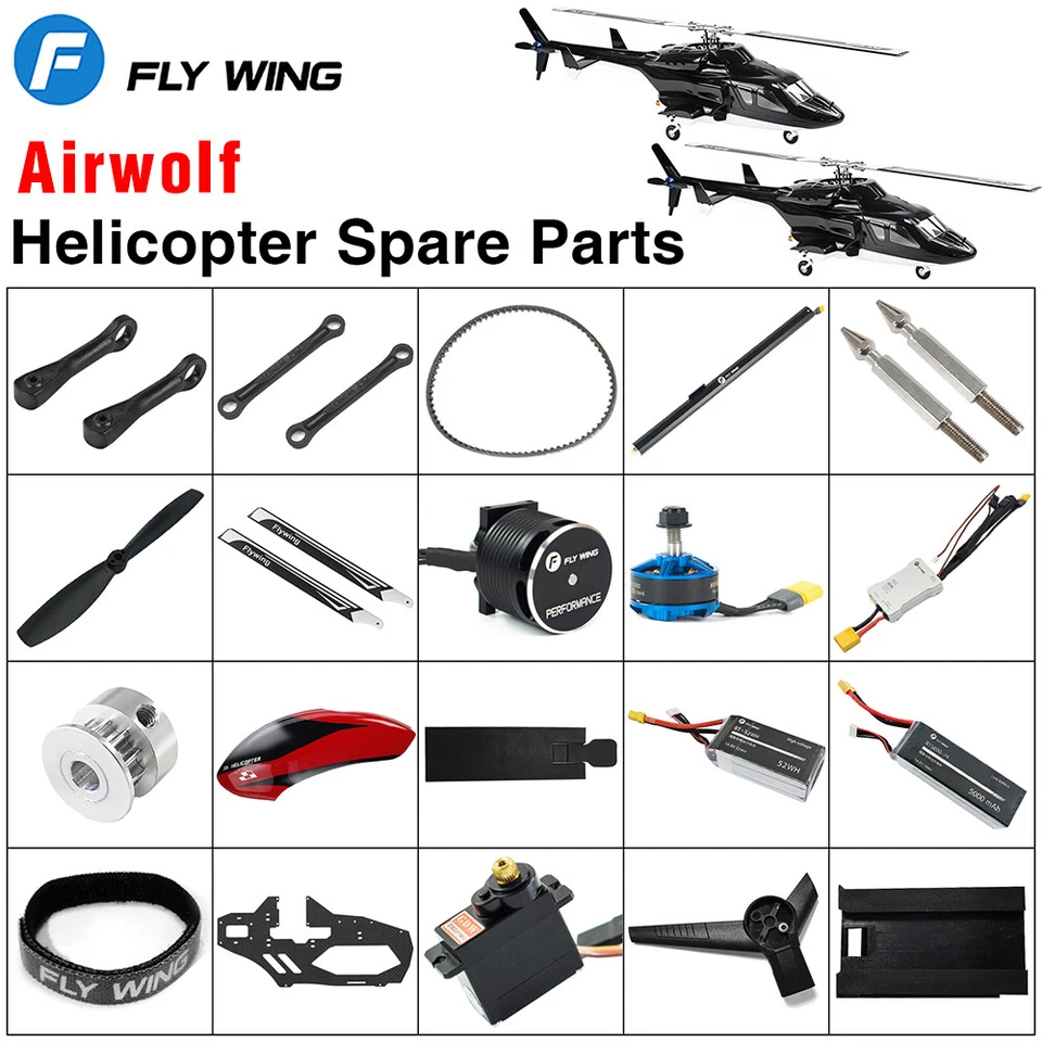 Fly Wing Airwolf RC Helicopter Parts Original Main Blade Motor Servo ESC Battery - Image 2 of 4