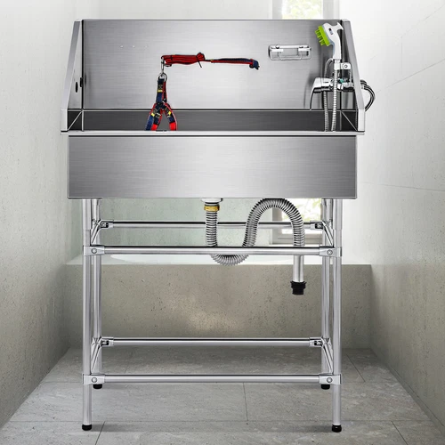 CO-Z 127cm Hunde Badewanne aus Edelstahl Haustiere Pflege Dusche Tierbadewanne - Bild 4 von 29