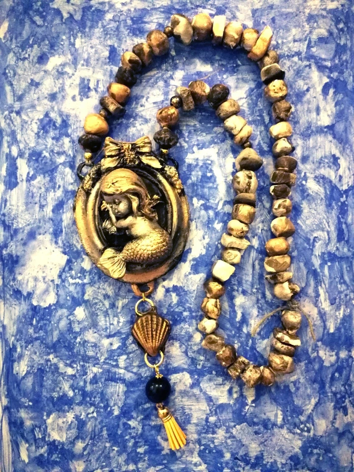 collar mujer joyería fina joya vintage estilo antiguo talismán encanto sirena mar Foto 2 de 4