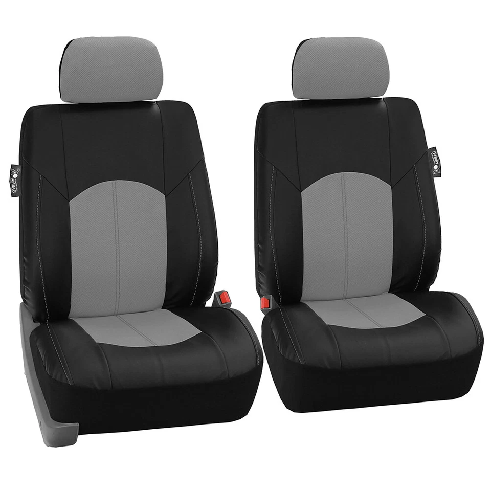 Car Seat Covers Complete PU leahter Set Gray Free Gift Dash Grip Pad - Image 3 of 4
