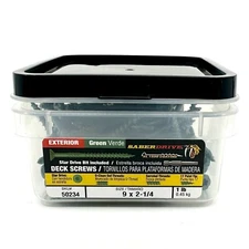 #9 x 2-1/4" SaberDrive® T-25 Exterior Green Deck Screws 1 lb. Tub (106 pcs.)