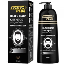 Softto Plus Grey Coverage Black Hair Shampoo 12 oz - 350ml Natural