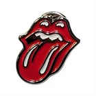 Rolling Stones Classic Tongue Silver Outline Badge Pin Red