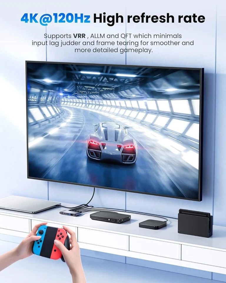 4 Port 8K HDMI 2.1 Switch 4 in 1 out 4K 120Hz HDR HDMI 2.1 Switcher 4X1 HDCP 2.3 - Image 3 of 4