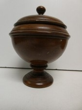 VINTAGE TURNED TIMBER WOODEN COMPORT PEDESTAL URN BOWL CRAFTSMAN TREEN ART
