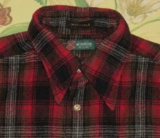 Vtg 50s McGREGOR Red Plaid Wool Long Sleeve Button Down Shirt Large L